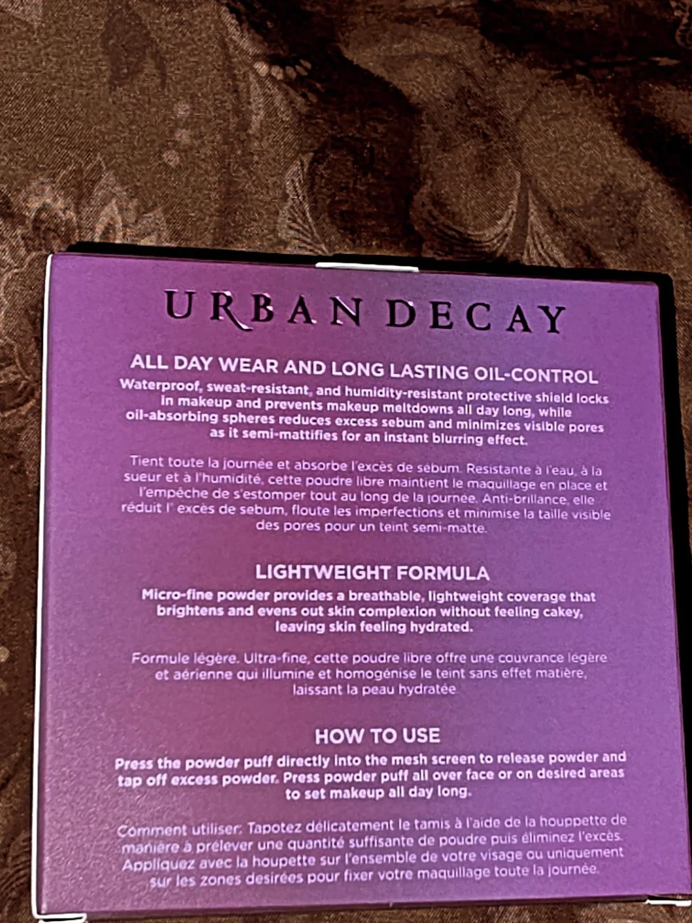 Urban Decay All Nighter Setting Powder - Metallic Purple Box